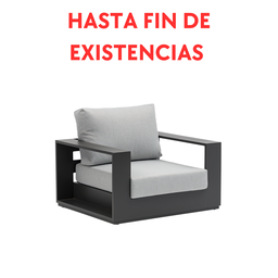 [100202032] Sofá de 1 lugar Ione, alumínio antracite e tecido cinza médio.