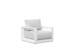 [100202034] Sofá 1 plaza Onix aluminio blanco cojinería gris claro