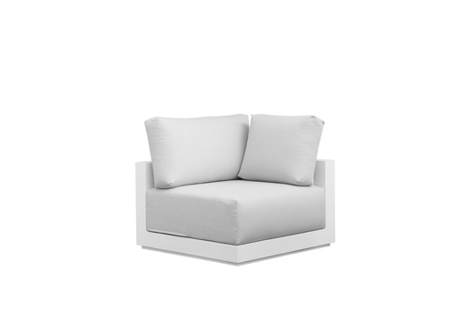 [100202038] Module d'angle Onix, aluminium blanc, coussins gris clair.