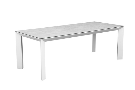 [100301037] Mesa de jantar Onix 210*90 cm em alumínio branco e cerâmica cinza claro