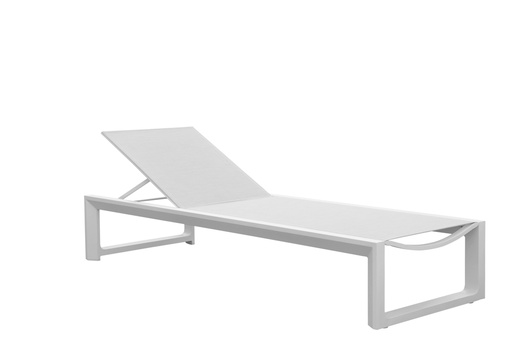 [100501019] Tumbona Onix aluminio blanco textilene gris claro