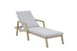 [100501025] Harmony wood effect aluminium sun lounger.