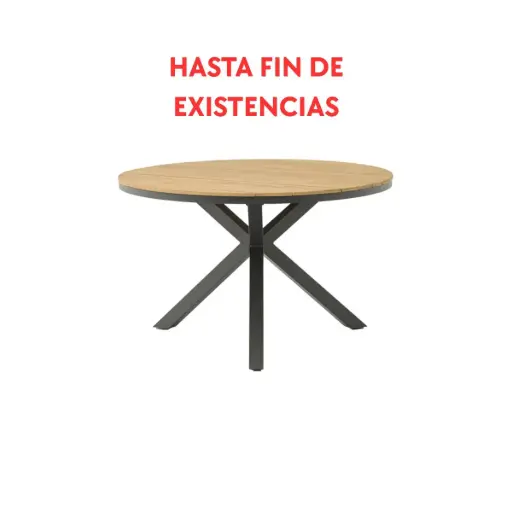 [100301048] Mesa redonda Sidney aluminio antracita - teca Ø 120 cm