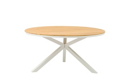 [100301049] Round table Sidney white aluminium - teak Ø 150 cm
