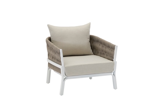 [100202048] Canapé 1 place Anmore aluminium  blanc textile greige