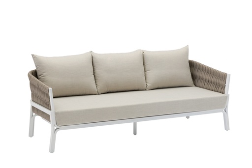 [100202049] Sofá 3 plazas Anmore aluminio blanco textil  greige