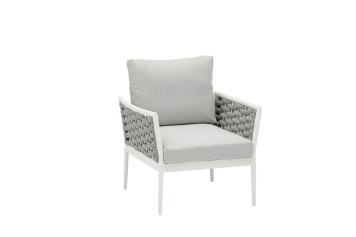 [100202052] Canapé 1 place Walga aluminium blanc coussin gris clair