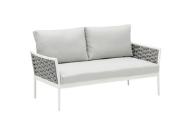 [100202053] Sofá 2 plazas Walga aluminio blanco cojín gris claro