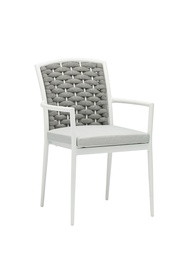 [100101020] Chaise de salle à manger Walga en aluminium blanc avec coussin gris clair
