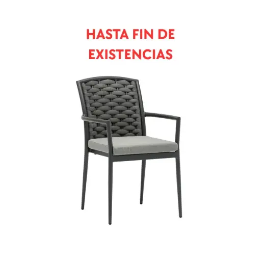 [100101021] Cadeira de jantar Walga, alumínio antracite, almofada cinza médio