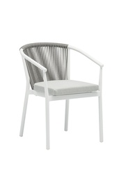 [100101022] Silla de comedor Moana aluminio blanco cojin gris claro