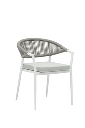 [100101024] Silla de comedor Ross aluminio blanco cojin gris claro