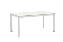[100301051] Table de salle à manger Boori 160x90 plateau en aluminium blanc plateau en porcelaine blanche