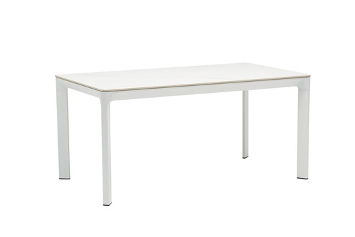 [100301051] Mesa de comedor Boori 160x90 aluminio blanco top mesa porcelánico blanco