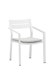[100101026] Dining chair Boori white aluminium with light grey cushion