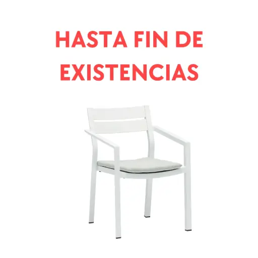 [100101026] Silla de comedor Boori aluminio blanco con cojín gris claro