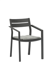 [100101027] Boori anthracite aluminium dining chair with medium grey cushion.
