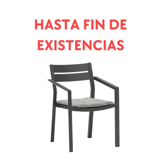 [100101027] Cadeira de jantar Boori, alumínio antracite, almofada cinza médio.