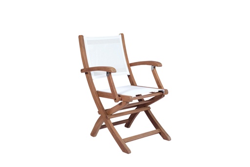 [100101033] Silla plegable con brazos candon textilene blanco