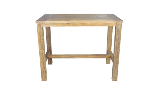 [100304001] Mesa alta Tamu, 140x80x110 cm, em teca reciclada.